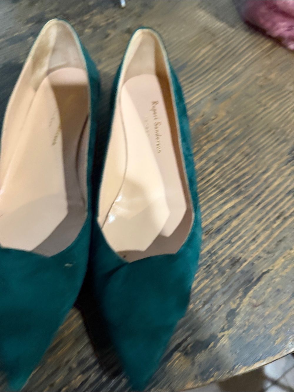 Rupert Sanderson Aga velvet flats Green sz40.5